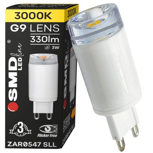 $ ŻARÓWKA G9 LED SMD WW 3W 330lm 3Y 0547 LENS